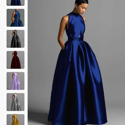 Prom dress azul royal clássico para baile de finalistas Mulher a usar um prom dress azul royal de corte clássico, com saia volumosa e design elegante, ideal para baile de finalistas