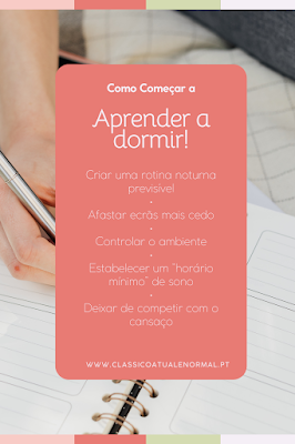 Dicas práticas para aprender a dormir melhor Design gráfico com uma lista de dicas sobre como começar a aprender a dormir, incluindo criar uma rotina noturna, afastar ecrãs, controlar o ambiente e estabelecer um horário mínimo de sono.